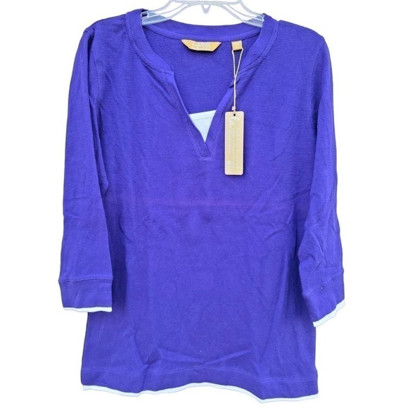 Lady Vesi Women Large Purple Three Quarter Sleeve Shirt NWT - Picture 1 of 7